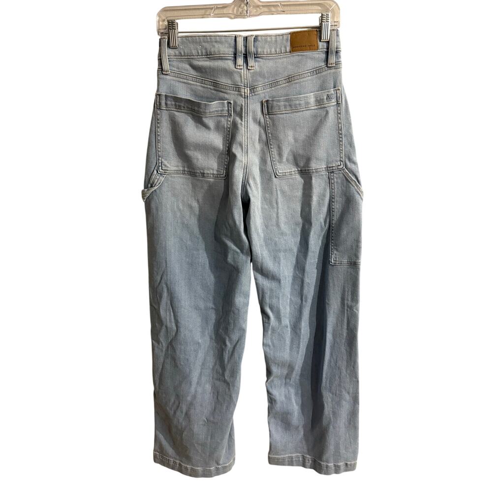 American Eagle Stretch Super High Rise Baggy Wide Leg Jean Womens 2 Regular Blue - Picture 3 of 7